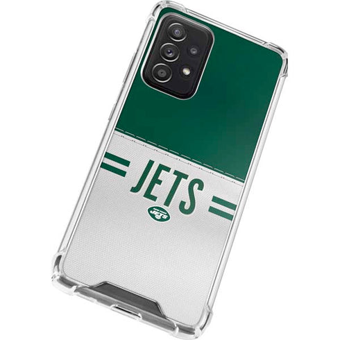 NFL New York Jets White Striped Galaxy A52 5G Clear Case